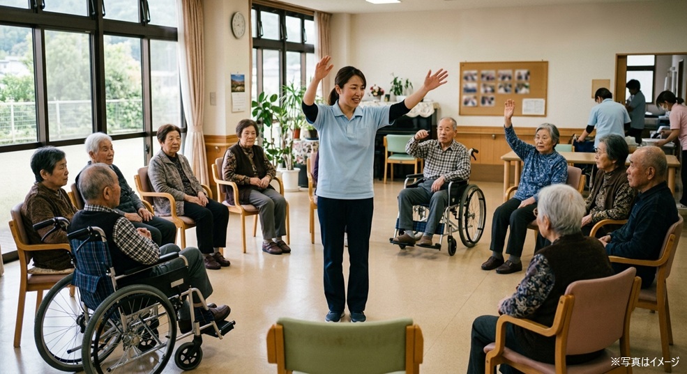 デイサービスの体操の様子